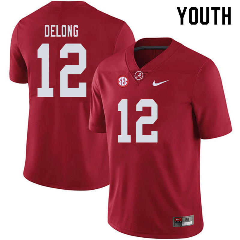 Alabama Crimson Tide Youth Skyler DeLong #12 Crimson NCAA Nike Authentic Stitched 2019 College Football Jersey UH16D25EP
